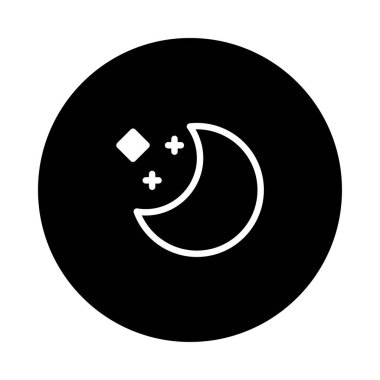 Minimalist bir illüstrasyon, beyaz bir hilal ve karanlık dairesel bir zemin üzerinde yıldızlar tasvir eder. Bu geceyi, barışı ve rüyaları simgeliyor..