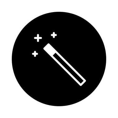 Yıldızlı basit bir siyah-beyaz sihirli değnek, grafik tasarım projeleri için ideal ya da yaratıcılık ve merakı temsil eden.