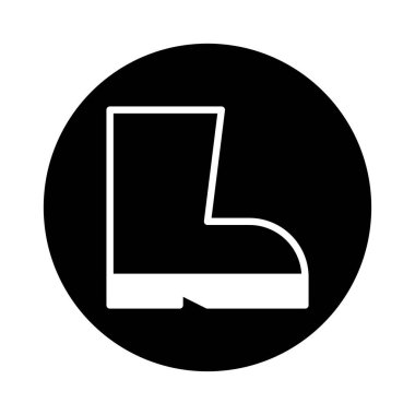 Tehlikeli ortamlarda iş güvenliği, endüstriyel koruma ve zorunlu ayakkabı gereksinimlerini sembolize eden, güvenlik botunu gösteren basit bir siyah-beyaz vektör simgesi.