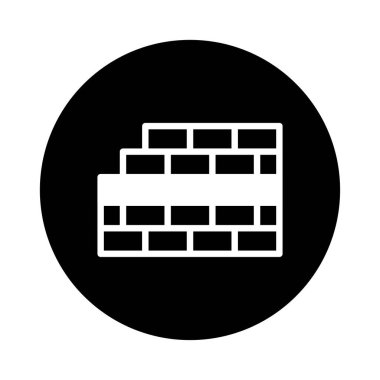 Siyah ile çevrili beyaz tuğla bir ikon. Güç ve yapıyı temsil ediyor. Mimarlık ve bariyerler gibi çeşitli uygulamalar için çok yönlü tasarım. Yapının ve korumanın sağlam bir sembolüdür..