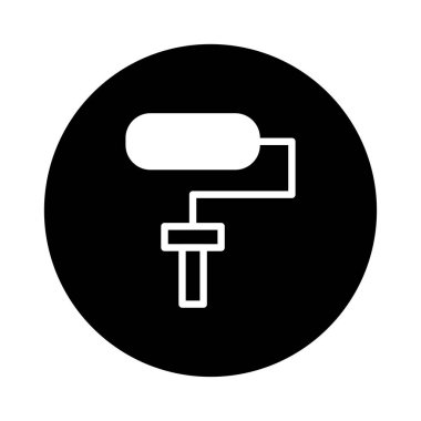 Siyah bir arka planda boya silindiri olan minimalist bir ikon. Ev yenileme ve resim projelerini sembolize ediyor. Tasarım ve inşaat kavramları için mükemmel..