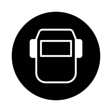 Kaynak maskesinin minimalist bir simgesi, endüstriyel ortamlarda güvenliği ve korumayı simgeliyor. Güvenlik protokolleri ve mühendislik projeleri için ideal.