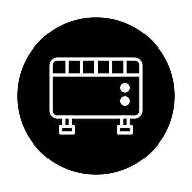 Taşınabilir elektrikli ısıtıcının minimalist bir simgesi. Ev ısıtma, konfor ve enerji verimliliğini temsil etmek için ideal..