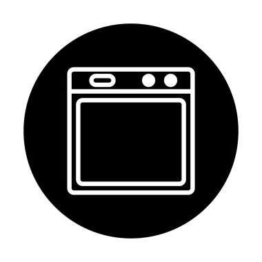 Bir mutfak fırın ikonunun minimalist vektör çizimi. Temiz çizgiler ve basit tasarım onu herhangi bir aşçılıkla ilgili proje için mükemmel kılıyor..
