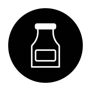 Bir ketçap şişesi simgesinin, çeşitli tasarım uygulamaları için uygun bir minimalist vektör illüstrasyonuName.
