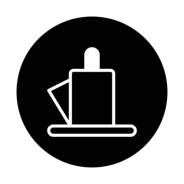 Bir minimalist siyah-beyaz grafik çizimi bir peçete dağıtıcısı tasvir eder. Restoranlar, kafeler veya ticari kullanım için ideal tasarım basit ve temiz.