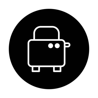 Siyah dairesel bir arkaplanda minimalist bir tost makinesi tasarımı. Bir mutfak aletinin modern ve şık bir sunumunu sunar..