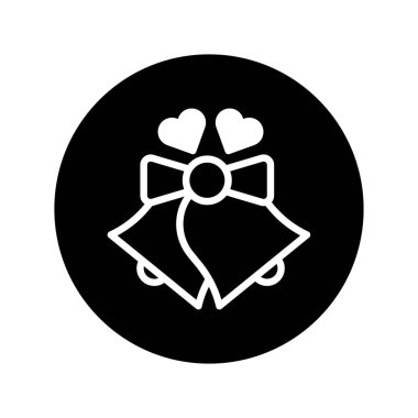 Minimalist düğün çanları ikonu. Düğün davetiyelerine, kartlarına ve diğer kırtasiyelere romantizm katmak için mükemmel..