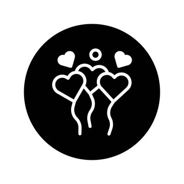 Bu resim, çember içindeki kalp şeklindeki balonların minimalist bir illüstrasyonunu gösteriyor. Sevgi ve kutlamayı sembolize eder. Sevgililer Günü ya da düğünler gibi konular için uygundur..