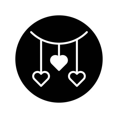 Eğri bir çizgide sallanan kalplerin basit bir grafiği, sevgi ve şefkat göstergesi. Sevgililer Günü, düğünler ya da herhangi bir aşk kutlaması için mükemmel..