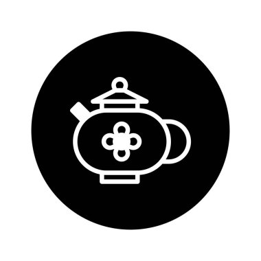 Siyah arka planda beyaz renkli şık çaydanlık tasviri. Çay severler, grafik tasarım projeleri ya da herhangi bir tasarıma basitlik katmak için mükemmel..