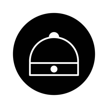 Kış şapkası takan bir minimalist siyah beyaz vektör görüntüsü. Bu çizim sıcaklığı, modayı ve soğuk mevsimi temsil ediyor. Basit tasarımlar için mükemmel..