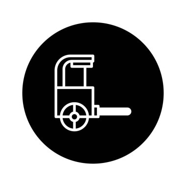 Bir yemek arabasının minimalist simgesi, mobil uygulamalar, web siteleri ya da tabela için ideal. Siyah beyaz tasarım. Gıda veya taşımacılık sektöründeki işletmeler için mükemmel..