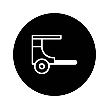 Koyu arkaplandaki bir forklift ikonunun basit bir çizimi, endüstri, lojistik ve ulaşım temaları için ideal.