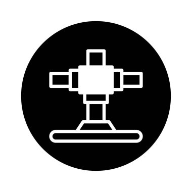 Mühendisliği veya mekaniği temsil eden soyut bir sembol. Mühendislik, teknoloji ve endüstri tasarımları için uygun siyah bir arkaplan üzerinde basit tasarım.