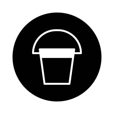 Bir kova ikonunun minimalist siyah-beyaz vektör çizimi, temizlik işleri, ev işlerini veya ihtiyaçlarını temsil etmek için mükemmel..