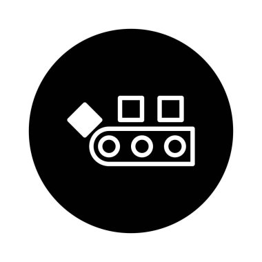 Üretimi, otomasyonu ve teknolojik süreçleri temsil etmek için ideal bir taşıma bandı sisteminin bir simgesi. Minimalist tasarımı basitlik ve verimliliği iletir..