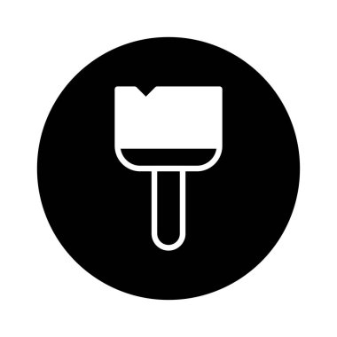 Çember içinde bir boya fırçasının minimalist siyah beyaz simgesi. Sanat, tasarım ve yaratıcı projeler için mükemmel..