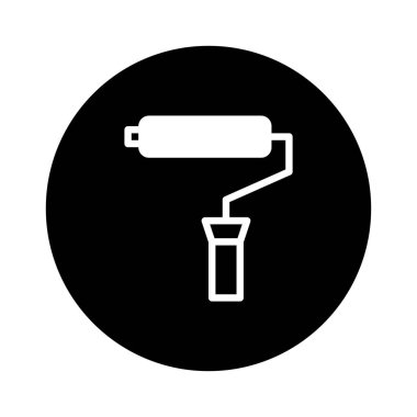 Bu minimalist ikon siyah bir dairede beyaz boya silindirine sahip. Basit ve zarif bir tasarım, ev geliştirme, sanat veya inşaat ile ilgili çeşitli projelerde kullanılmak için mükemmel..