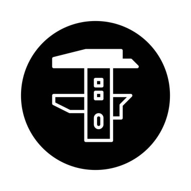 Bir kalibreli ölçüm aracını temsil eden basit bir simge, hassas mühendisliği ve endüstriyel ölçümü sembolize ediyor. Temiz tasarım ve net temsil çeşitli teknik ve imalat bağlamları için uygun hale getirir.