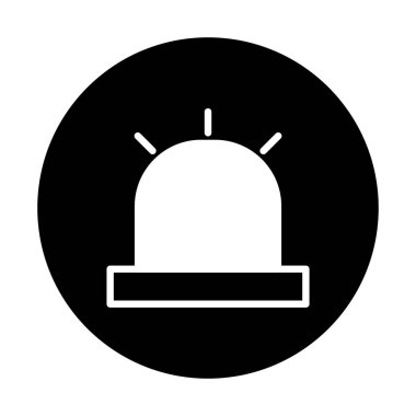 Bir siyah ve beyaz vektör resmi, uyarılması ve dikkat edilmesi gereken çeşitli bağlamlarda kullanışlı biçimlendirilmiş bir acil durum uyarı simgesi gösterir.