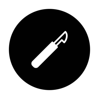 Cerrahi neşter vektör ikonu. Sağlık, ameliyat ve tıbbi aletleri temsil ediyor. Basit bir tasarım ile tıbbi çizimler, web siteleri ve sağlık projeleri için idealdir..