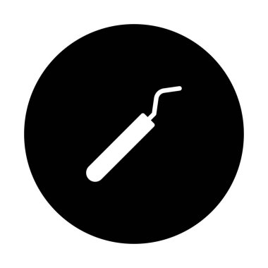 Tıbbi ve sağlık hizmetleri sunumları veya tanıtım materyalleri için ideal bir diş muayenesi araç simgesinin minimalist bir çizimi.
