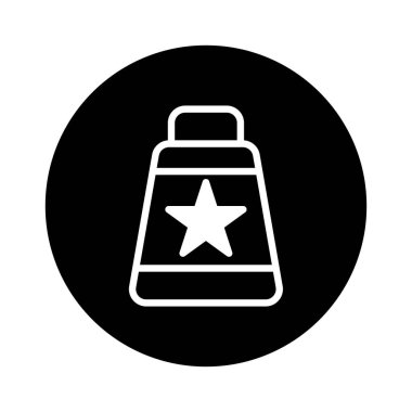 Minimalist kozmetik konteynır ikonu tasarımı ve siyah arka planda bir yıldız. Herhangi bir şahsi ya da ticari marka ve kişisel kullanım için uygun. Basitlik ve zarafeti gösterir.