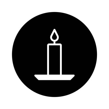 Alevli basit ama zarif bir mum simgesi. Katı siyah bir daireye karşı beyaza çevrilmiş. Tasarım minimalist ve modern, sıcaklığı, barışı veya maneviyatı iletmek için ideal..