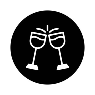 Kutlamayı, tostu ve özel olayları sembolize eden iki kadeh tokuşturmanın minimalist vektör çizimi. Şenlikli bir dokunuş gerektiren tasarımlar için mükemmel..