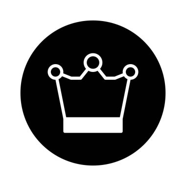 Beyaz bir taç ikonu içeren temiz ve modern bir vektör illüstrasyonu. Saf siyah bir çemberin içinde, kraliyet, otorite ve liderliği temsil ediyor..