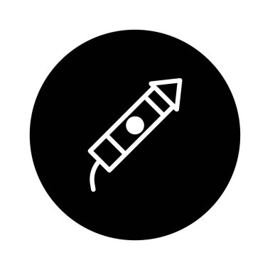 Bayramlık havai fişeklerin minimalist siyah beyaz çizimi. Tatil kutlamaları, partiler ve tasarımlara biraz heyecan katmak için mükemmel..