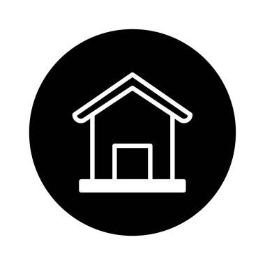 Ev tasarımı kavramını temsil eden web tasarımı veya uygulama arayüzleri için ideal cesur bir daire içinde kaplanmış minimalist ve stilize edilmiş bir ev simgesi.