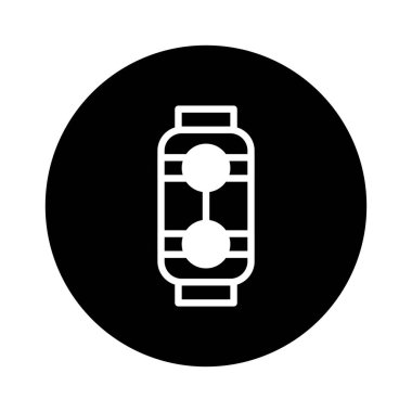 Geleneksel bir Asya fenerinin yer aldığı simge. Modern, minimalist tarzda, koyu siyah bir arkaplan üzerine kurulmuş. Bu tasarım kültürel projeler için mükemmel..