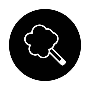 Grafikler, simgeler ve semboller için siyah zemin üzerinde çubuk bulunan pamuk şekerin minimalist bir vektör çizimi