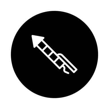 Havai fişek roketinin minimalist siyah beyaz simgesi. Olay ya da kutlama tasarımları için mükemmel.