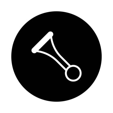 Siyah beyaz minimalist bir simgede klasik bir boynuz silueti bulunur. Tasarımlara retro cazibe katmak için mükemmeldir..