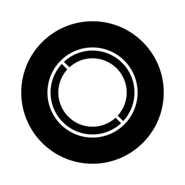 Çeşitli tasarım projeleri, logolar ve simgeler için mükemmel bir minimalist siyah beyaz çörek çizimi. Basit ve temiz geometrik şekil.