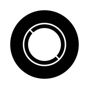 Çemberin bölümlere bölündüğü, zıt şekiller ve temiz çizgilerle görsel bir model oluşturan minimalist soyut bir tasarım..