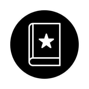 Yıldızlı bir kitap simgesinin minimalist bir çizimi, eğitim, web sitesi veya uygulama tasarım projelerinde kullanılmak için ideal.