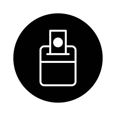 Bir bağış kutusu veya oy sandığı gösteren siyah beyaz vektör illüstrasyonu, bağış kampanyası veya sosyal kampanya ile ilgili projeler için ideal.