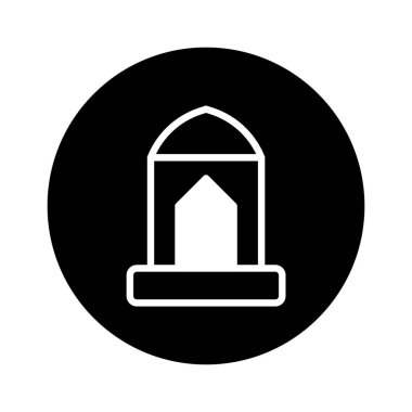 Bir siyah çember içinde İslami mimari tasarımı gösteren minimalist bir ikon kültürel zenginliği ve dini değerleri taşır. Basit, zarif bir illüstrasyon stili modern bir kıvrım sağlar..