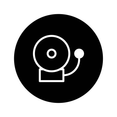 Siyah arkaplanda basit bir alarm çanı simgesi. Uyarı, güvenlik ve acil durum bildirimi için ideal.