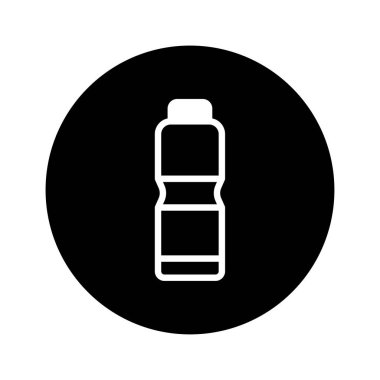 Bu bir minimalist şişe ikonu tasarımı, ürün sunumu veya pazarlama materyali için mükemmel bir vektör grafiği. Temiz ve basit tasarım.