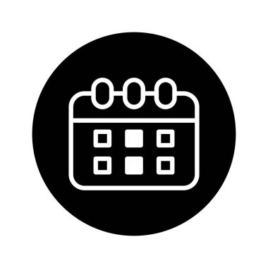 Minimalist bir siyah beyaz takvim simgesi. Programları, randevuları ve önemli tarihleri gösterişli ve modern tasarım için mükemmel..