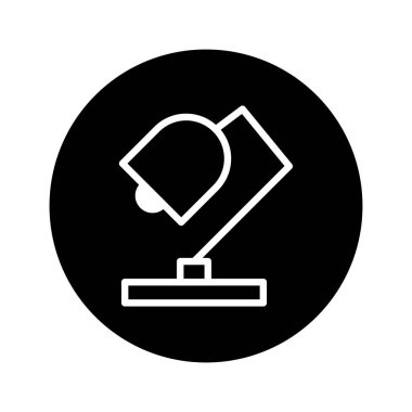 Masa lambası içeren minimalist bir simge, aydınlatma, tasarım veya çalışma alanı kavramlarını basit ve modern bir şekilde göstermek için mükemmeldir..