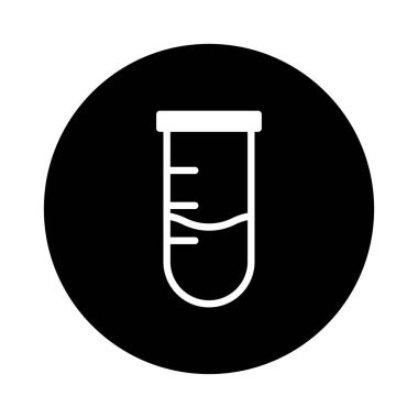 Sıvı içeren bir test tüpünün basit bir çizimi. Bilim, laboratuvar, araştırma ve ilaç kavramları için uygundur..