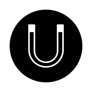 Bu resim beyaz mıknatıs sembollü siyah bir daire içerir. Mıknatıs çekim, kuvvet ve fizik ve bilim ilkelerini temsil eder..