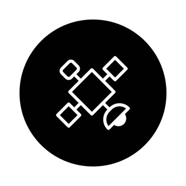 Yörüngedeki bir iletişim uydusunun çizimi. Bu resim uzay teknolojisini ve küresel iletişim ağlarını temsil ediyor..