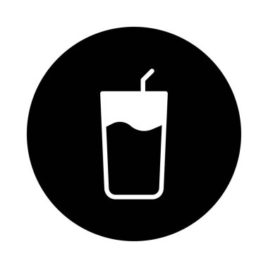 Bu resim, parlak, siyah dairesel bir arkaplan üzerine kurulmuş bir pipetle serinletici bir içeceğin minimalist bir illüstrasyonunu içeriyor. Tasarım temiz, modern ve çeşitli uygulamalar için uygundur..